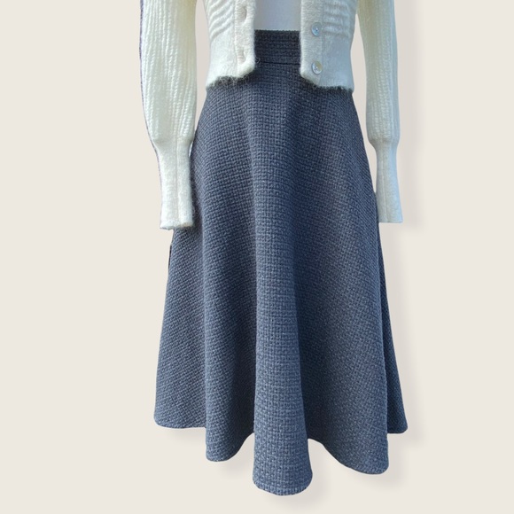 NWT Oak + Fort Women’s A-Line Dark Gray Waffle Knit Midi Skirt XS - Picture 4 of 15